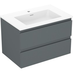 MEXEN/S - Rivel koupelnová skříňka 70 cm s umyvadlem Otis, 2 zásuvky, reliéf , grafit mat/bílá mat - 91A20-07047-2-BFF66-W18M0 (91A20-07047-2-BFF66-W18M01)