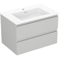 MEXEN/S - Rivel koupelnová skříňka 70 cm s umyvadlem Otis, 2 zásuvky, reliéf , šedá mat/bílá mat (91A20-07047-2-BFF62-W18M01)