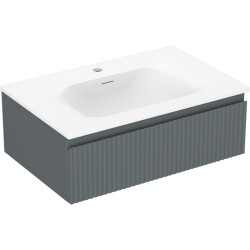 MEXEN/S - Rivel koupelnová skříňka 70 cm s umyvadlem Vela, 1 šuplík, reliéf , grafit mat/bílá mat (91A20-07023-1-BF66-W23M01)