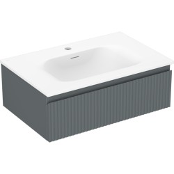MEXEN/S - Rivel koupelnová skříňka 70 cm s umyvadlem Vela, 1 šuplík, reliéf , grafit mat/bílá mat (91A20-07023-1-BF66-W23M01)