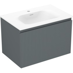 MEXEN/S - Rivel koupelnová skříňka 70 cm s umyvadlem Vela, 1 šuplík, reliéf , grafit mat/bílá mat (91A20-07047-1-BF66-W23M01)