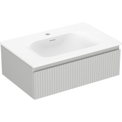 MEXEN/S - Rivel koupelnová skříňka 70 cm s umyvadlem Vela, 1 šuplík, reliéf , šedá mat/bílá mat (91A20-07023-1-BF62-W23M01)