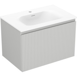 MEXEN/S - Rivel koupelnová skříňka 70 cm s umyvadlem Vela, 1 šuplík, reliéf , šedá mat/bílá mat (91A20-07047-1-BF62-W23M01)