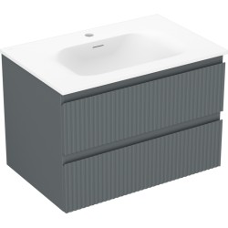 MEXEN/S - Rivel koupelnová skříňka 70 cm s umyvadlem Vela, 2 zásuvky, reliéf , grafit mat/bílá mat - 91A20-07047-2-BFF66-W23M0 (91A20-07047-2-BFF66-W23M01)