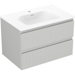 MEXEN/S - Rivel koupelnová skříňka 70 cm s umyvadlem Vela, 2 zásuvky, reliéf , šedá mat/bílá mat (91A20-07047-2-BFF62-W23M01)