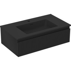 MEXEN/S - Rivel koupelnová skříňka 80 cm s umyvadlem Otis, 1 šuplík, reliéf , černá mat (91A20-08023-1-BF71-W18M71)