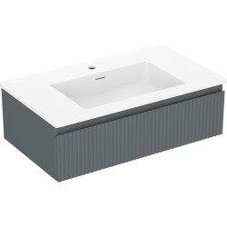 MEXEN/S - Rivel koupelnová skříňka 80 cm s umyvadlem Otis, 1 šuplík, reliéf , grafit mat/bílá mat (91A20-08023-1-BF66-W18M01)