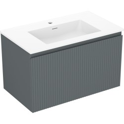 MEXEN/S - Rivel koupelnová skříňka 80 cm s umyvadlem Otis, 1 šuplík, reliéf , grafit mat/bílá mat (91A20-08047-1-BF66-W18M01)