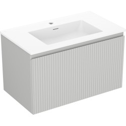 MEXEN/S - Rivel koupelnová skříňka 80 cm s umyvadlem Otis, 1 šuplík, reliéf , šedá mat/bílá mat (91A20-08047-1-BF62-W18M01)