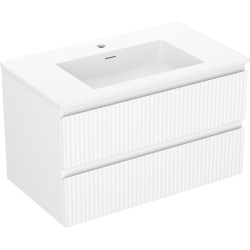 MEXEN/S - Rivel koupelnová skříňka 80 cm s umyvadlem Otis, 2 zásuvky, reliéf , bílá mat (91A20-08047-2-BFF01-W18M01)