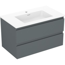 MEXEN/S - Rivel koupelnová skříňka 80 cm s umyvadlem Otis, 2 zásuvky, reliéf , grafit mat/bílá mat - 91A20-08047-2-BFF66-W18M0 (91A20-08047-2-BFF66-W18M01)