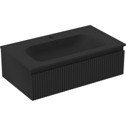 MEXEN/S - Rivel koupelnová skříňka 80 cm s umyvadlem Vela, 1 šuplík, reliéf , černá mat (91A20-08023-1-BF71-W23M71)