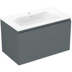 MEXEN/S - Rivel koupelnová skříňka 80 cm s umyvadlem Vela, 1 šuplík, reliéf , grafit mat/bílá mat (91A20-08047-1-BF66-W23M01)