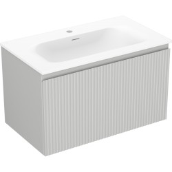 MEXEN/S - Rivel koupelnová skříňka 80 cm s umyvadlem Vela, 1 šuplík, reliéf , šedá mat/bílá mat (91A20-08047-1-BF62-W23M01)