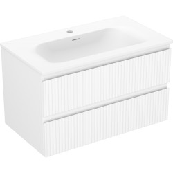 MEXEN/S - Rivel koupelnová skříňka 80 cm s umyvadlem Vela, 2 zásuvky, reliéf , bílá mat (91A20-08047-2-BFF01-W23M01)