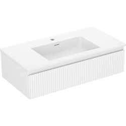 MEXEN/S - Rivel koupelnová skříňka 90 cm s umyvadlem Otis, 1 šuplík, reliéf , bílá mat (91A20-09023-1-BF01-W18M01)