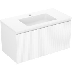 MEXEN/S - Rivel koupelnová skříňka 90 cm s umyvadlem Otis, 1 šuplík, reliéf , bílá mat (91A20-09047-1-BF01-W18M01)