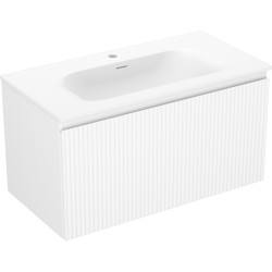 MEXEN/S - Rivel koupelnová skříňka 90 cm s umyvadlem Vela, 1 šuplík, reliéf , bílá mat (91A20-09047-1-BF01-W23M01)