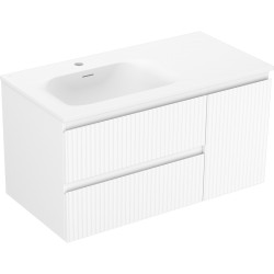 MEXEN/S - Rivel koupelnová skříňka 90 cm s umyvadlem Vela levá, 2S, 1D, reliéf, bílá mat (91A23-09047-3-BBFFF01-W23L01)