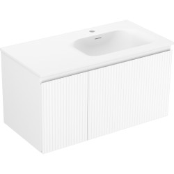 MEXEN/S - Rivel koupelnová skříňka 90 cm s umyvadlem Vela pravá, 1S, 1D, reliéf, bílá mat (91A23-09047-3-BBFF01-W23P01)