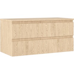 MEXEN/S - Rivel koupelnová skříňka pod umyvadlo 100 cm s deskou, 2 zásuvky, reliéf , dub (91A20-10047-2-BFFC81)