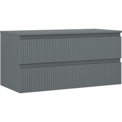 MEXEN/S - Rivel koupelnová skříňka pod umyvadlo 100 cm s deskou, 2 zásuvky, reliéf , grafit mat (91A20-10047-2-BFFC66)