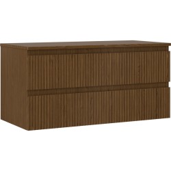 MEXEN/S - Rivel koupelnová skříňka pod umyvadlo 100 cm s deskou, 2 zásuvky, reliéf , ořech (91A20-10047-2-BFFC86)