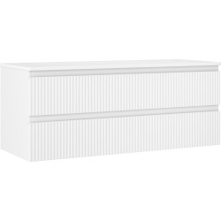 MEXEN/S - Rivel koupelnová skříňka pod umyvadlo 120 cm s deskou, 2 zásuvky, reliéf , bílá mat (91A20-12047-2-BFFC01)