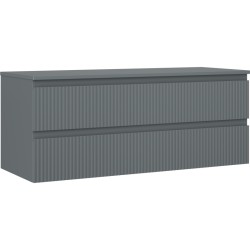 MEXEN/S - Rivel koupelnová skříňka pod umyvadlo 120 cm s deskou, 2 zásuvky, reliéf , grafit mat (91A20-12047-2-BFFC66)