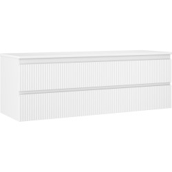 MEXEN/S - Rivel koupelnová skříňka pod umyvadlo 140 cm s deskou, 2 zásuvky, reliéf , bílá mat (91A20-14047-2-BFFC01)