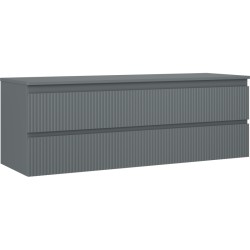 MEXEN/S - Rivel koupelnová skříňka pod umyvadlo 140 cm s deskou, 2 zásuvky, reliéf , grafit mat (91A20-14047-2-BFFC66)