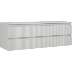 MEXEN/S - Rivel koupelnová skříňka pod umyvadlo 140 cm s deskou, 2 zásuvky, reliéf , šedá mat (91A20-14047-2-BFFC62)