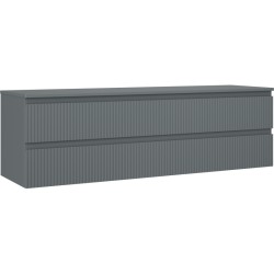 MEXEN/S - Rivel koupelnová skříňka pod umyvadlo 160 cm s deskou, 2 zásuvky, reliéf , grafit mat (91A20-16047-2-BFFC66)