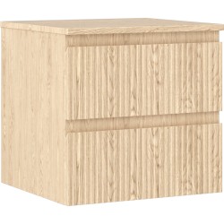 MEXEN/S - Rivel koupelnová skříňka pod umyvadlo 50 cm s deskou, 2 zásuvky, reliéf , dub (91A20-05047-2-BFFC81)