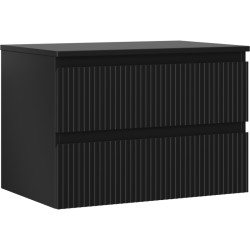 MEXEN/S - Rivel koupelnová skříňka pod umyvadlo 70 cm s deskou, 2 zásuvky, reliéf , černá mat (91A20-07047-2-BFFC71)