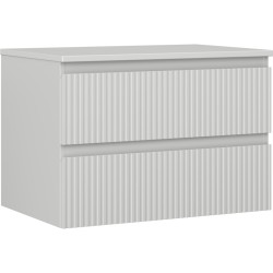 MEXEN/S - Rivel koupelnová skříňka pod umyvadlo 70 cm s deskou, 2 zásuvky, reliéf , šedá mat (91A20-07047-2-BFFC62)