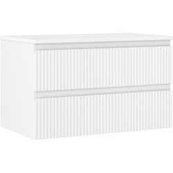 MEXEN/S - Rivel koupelnová skříňka pod umyvadlo 80 cm s deskou, 2 zásuvky, reliéf , bílá mat (91A20-08047-2-BFFC01)