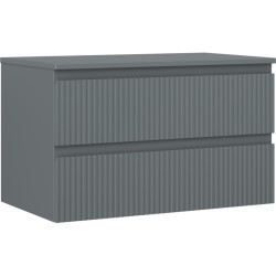 MEXEN/S - Rivel koupelnová skříňka pod umyvadlo 80 cm s deskou, 2 zásuvky, reliéf , grafit mat (91A20-08047-2-BFFC66)