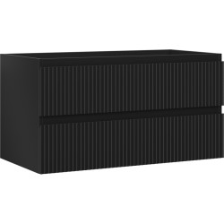 MEXEN/S - Rivel koupelnová skříňka pod umyvadlo 90, 2 zásuvky, reliéf , černá mat (91A20-09047-2-BFF71)