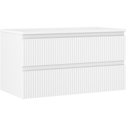 MEXEN/S - Rivel koupelnová skříňka pod umyvadlo 90 cm s deskou, 2 zásuvky, reliéf , bílá mat (91A20-09047-2-BFFC01)