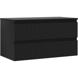 MEXEN/S - Rivel koupelnová skříňka pod umyvadlo 90 cm s deskou, 2 zásuvky, reliéf , černá mat (91A20-09047-2-BFFC71)