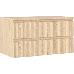 MEXEN/S - Rivel koupelnová skříňka pod umyvadlo 90 cm s deskou, 2 zásuvky, reliéf , dub (91A20-09047-2-BFFC81)