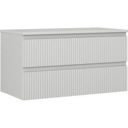 MEXEN/S - Rivel koupelnová skříňka pod umyvadlo 90 cm s deskou, 2 zásuvky, reliéf , šedá mat (91A20-09047-2-BFFC62)