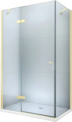 MEXEN/S - Roma sprchový kout 70x90,kyvný, čiré sklo, zlatý + vanička -(854-070-090-50-00-4010)