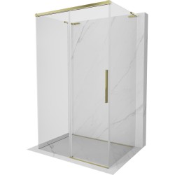 MEXEN/S - Rox-3S L sprchový kout 3 stěnný , posuvný 145 x 75, transparent, zlato (8C2L-145-075-50-00-3S)