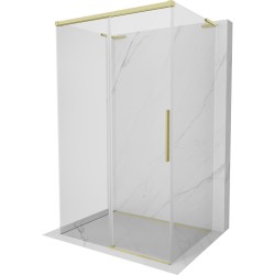 MEXEN/S - Rox-3S L sprchový kout 3 stěnný , posuvný 90 x 70, transparent, zlato kartáčovaná (8C2L-090-070-55-00-3S)