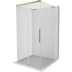 MEXEN/S - Rox-3S L sprchový kout 3 stěnný , posuvný 90 x 90, transparent, zlato (8C2L-090-090-50-00-3S)