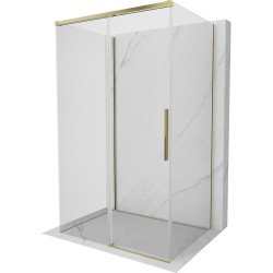 MEXEN/S - Rox-3S sprchový kout 3 stěnný , posuvný 150 x 85, transparent, zlato (8C2-150-085-50-00-3S)