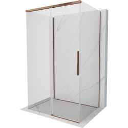MEXEN/S - Rox-3S sprchový kout 3 stěnný , posuvný 90 x 75, transparent, růžové zlato (8C2-090-075-60-00-3S)