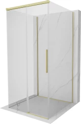MEXEN/S - Rox-3S sprchový kout 3 stěnný , posuvný 90 x 90, transparent, zlato kartáčovaná (8C2-090-090-55-00-3S)